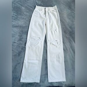 Zara White Distressed High Waist Jeans Size 6 S